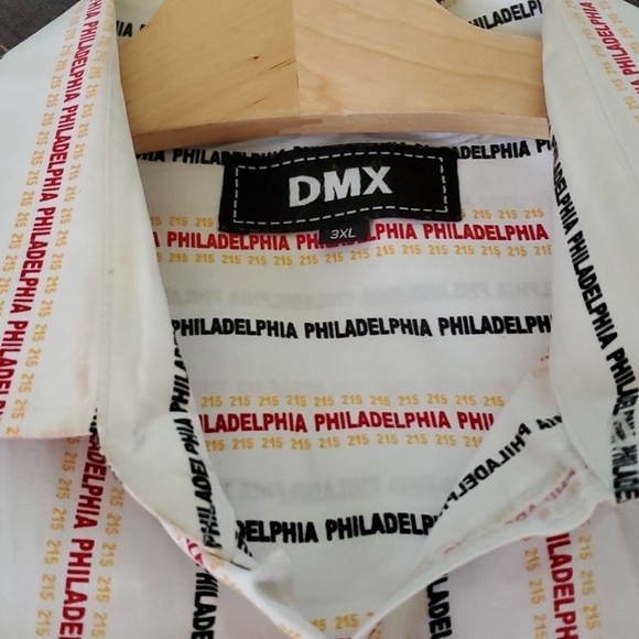 DMX Philadelphia Men's White Multi Color Cotton Button-up Shirt Size 3X - Picture 2 of 7